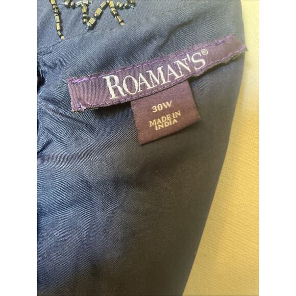 Roamans 1X Royal Navy Blue Intricate Bead & Sequin Short Sleeve Dressy Lined EUC - Picture 8 of 15
